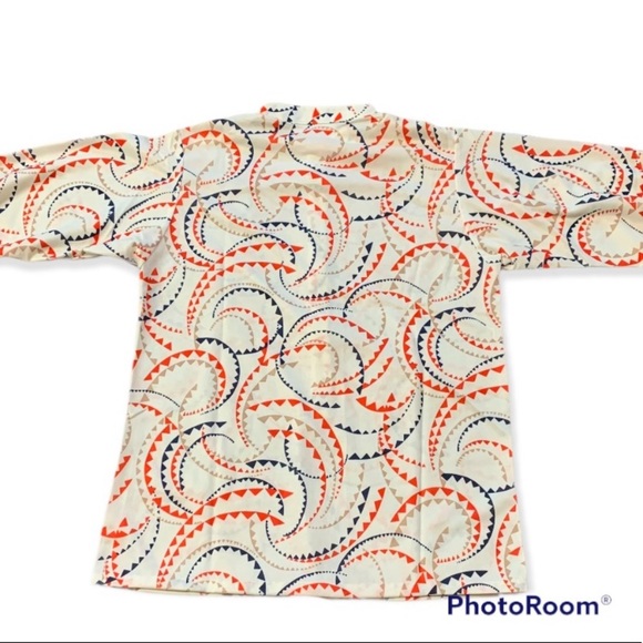 Vintage DONNKENNY Women's Polyester 70s Blouse 7/8 Single Stitch Elastic Arms - Picture 13 of 16